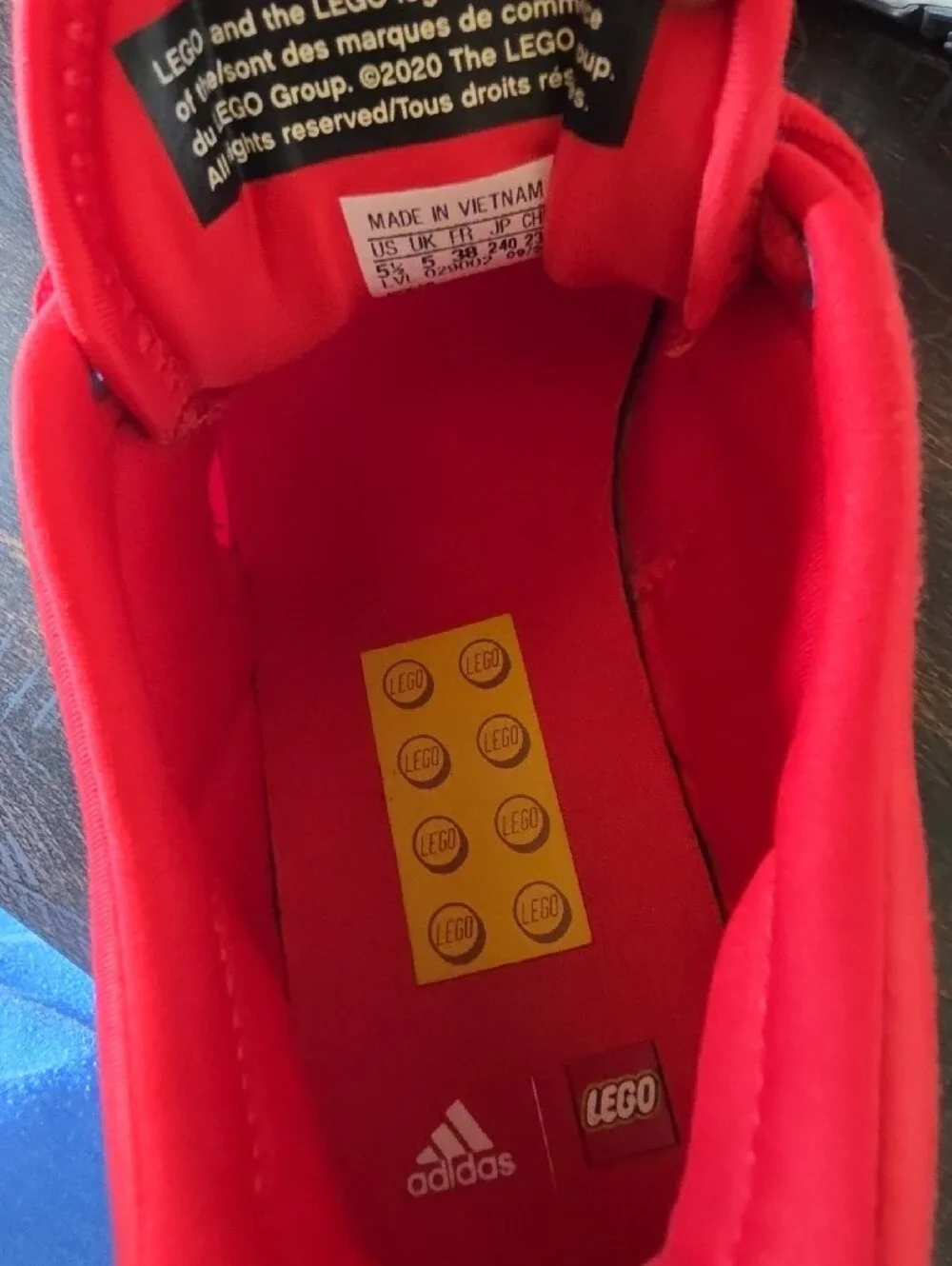 Lego X adidas Kids Sneakers Red with White Stripes